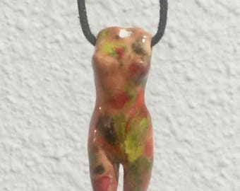 Torso Porcelain Bead Ceramic Bead Torso Bead Figurative Bead Earth Tones Beads Lady Bead Sculptured Bead Fertility Bead Fertility Figure