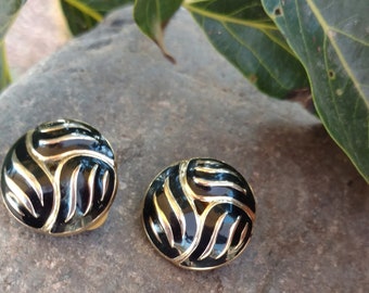 Beautiful vintage Clip on earrings, Clip On's, Earrings, zebra jewelry, black earrings, gold earrings, mother's day gift, gifts for her,