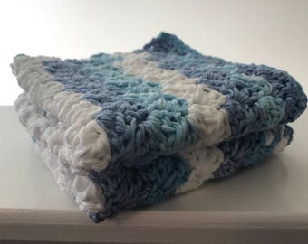 Blue and White Crochet Wash/Dish Cloths
