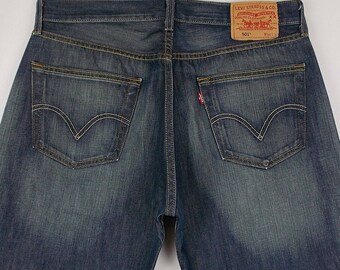 Levis 501 Jeans W34 L27 Blue Denim Straight Leg Button Fly Excellent