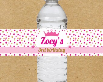 Princess water bottle labels template