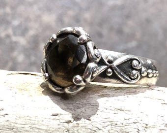 Vintage Smoky Topaz and Sterling Silver Ring Size 7.5