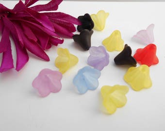 x 25 multicolor flower beads frosted
