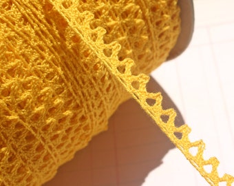 Yellow Cluny Lace - Narrow Deep Golden Yellow Sewing Crochet Trim - 3/8" Wide