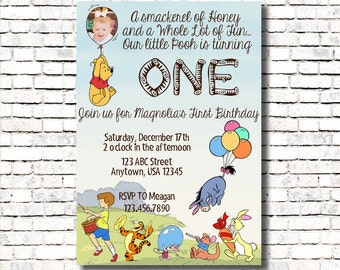Winnie the Pooh Photo Birthday Invitation