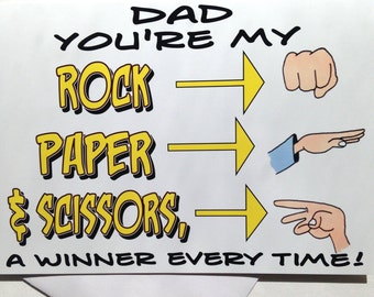 Birthday Card for Dad - Rock-Paper-Scissors Birthday Card - Man's Birthday Card - Rock-Paper-Scissors Card