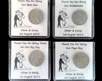Lucky Sixpence Personalised Wedding Favour Gift Keepsake