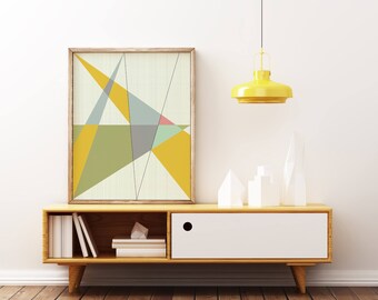 MCM01 - Mid Century Modern Geometric Triangles Graphic Design Art Print Poster