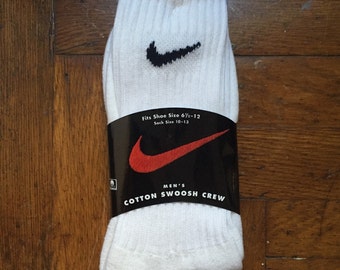 vintage nike cotton swoosh crew sock men's size 10-13