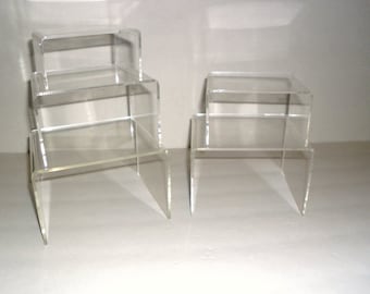 Acrylic Risers, Clear Risers, Clear displays, Set of 5, Plexiglass Displays, Retail Displays, Collectible Displays, Store Displays