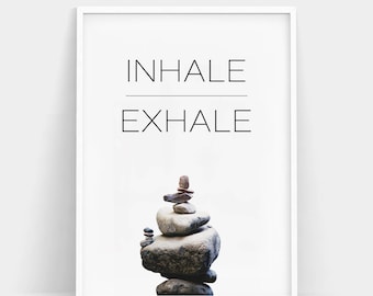 Inhale Exhale Print, Yoga Stones Wall Art, Zen Print, Breathe Print, Pilates Poster, Minimalist Art, Inhale Exhale Poster, Relaxation Gifts