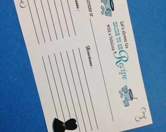 Breakfast at Tiffany's Bridal Shower Recipe Card (downlowad file)