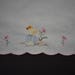 Hand Towel White Cotton Embroidered Chick With Assorted Colored Eggs and Flowers Trimmed with a Pink Hem Retro Kitchen Bathroom Guest Towels