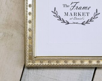 Florets Silver 7/8'' Wood Picture Frame with White Mat 8x10, 9x12, 11x14, 14x16, 16x20 Custom Standard and custom sizes available.
