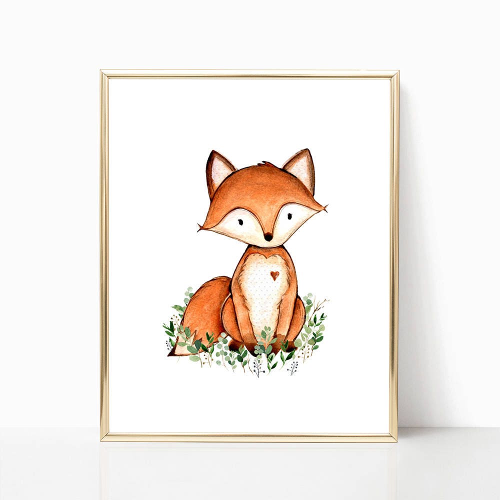 Fox Nursery Art. Printable Fox Art. Woodland Fox Nursery