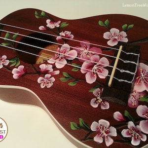 YOUR Soprano Ukulele Handpainted with Cherry Blossoms (Ukulele not included)