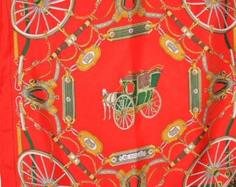 BELLOTTI Silk Scarf "Cab Anglais" Orange/Red Gold 34"