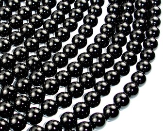 Black Onyx Beads, 8mm Round Beads, Full strand, 15.5 Inch, 48 beads, Hole 1mm, AA quality (140054003)
