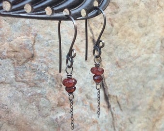 GARNET Earrings, Red Garnet jewelry, January birthstone, birthday, red gemstone earrings, handmade artisan jewelry, Angry Hair Jewelry