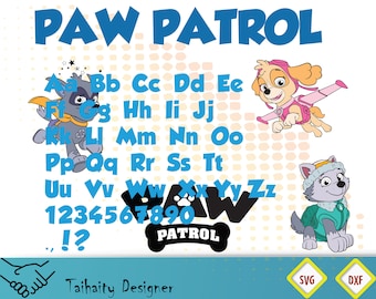 Paw patrol font svg file/ Paw patrol alphabet svg, dxf/ Printable/ SVG cut file/ Vector/ Digital/ Print/ Instant download