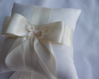 Ring Bearer Pillow Ivory Ring Pillow with Ivory Satin Ribbon