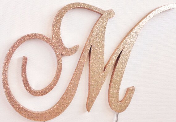 Gold Glitter Monogram Cake Topper Gold Glitter Monogram Cake Topper