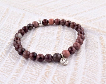 Artistic Jasper Bracelet - Hill Tribe Silver - OM Bracelet - Healing gemstone - Yoga Jewelry - Spiritual Jewelry - Healing Crystal Bracelet