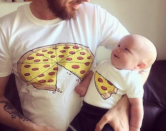 Daddy Daughter Dad Son Matching T shirts Pizza One Slice Missing Pizza Family Matching Tees Shirts Outfits Sets Fathers Day Gifts - Single