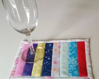 Scrappy Stripe Mug Rug Snack Mat Coaster