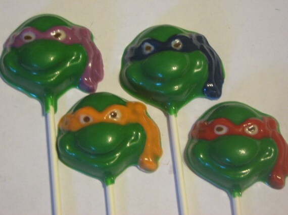 One dozen masked turtle lollipop sucker party favors