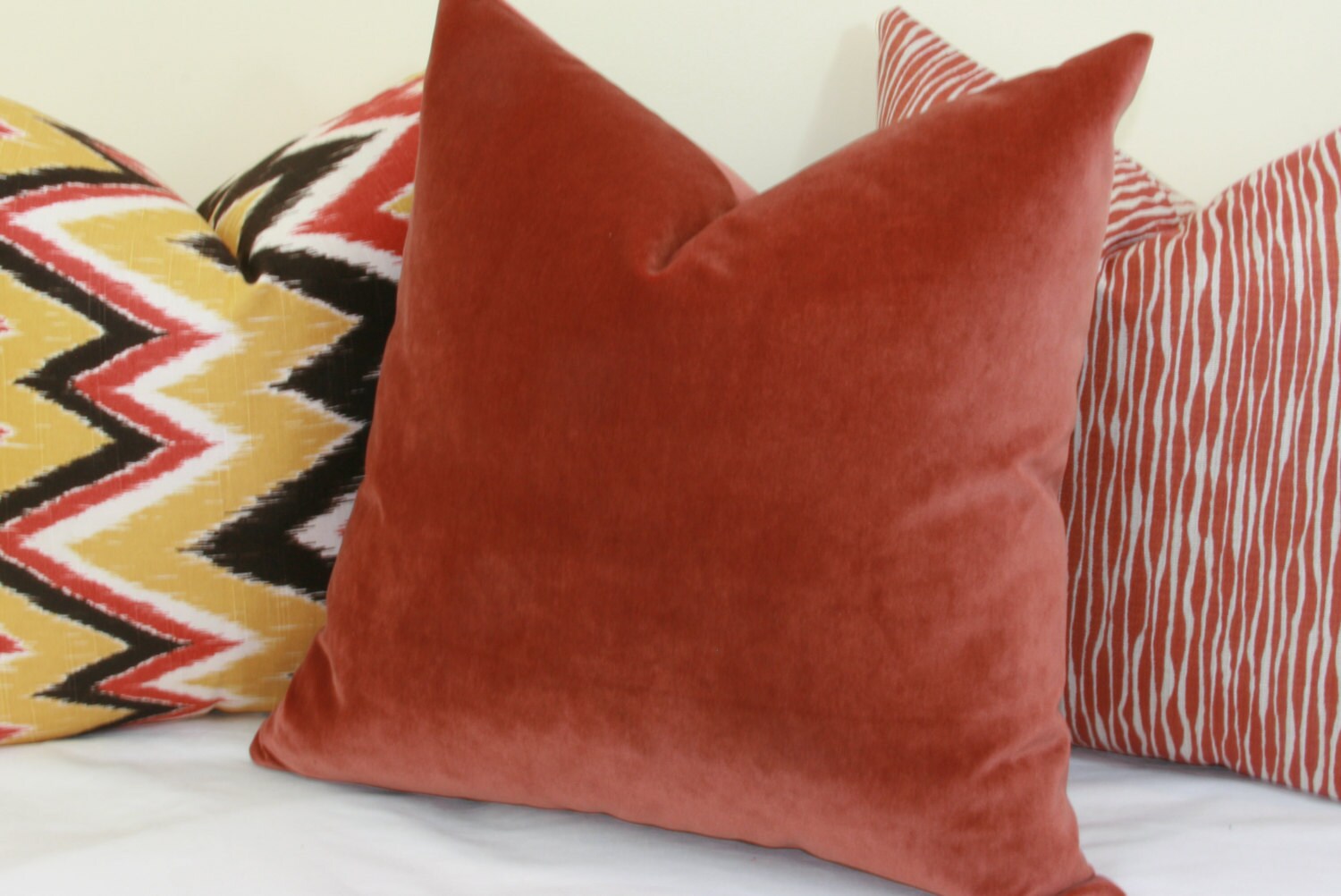 Rust velvet throw pillow cover 18x18 20x20 22x22 24x24 26x26