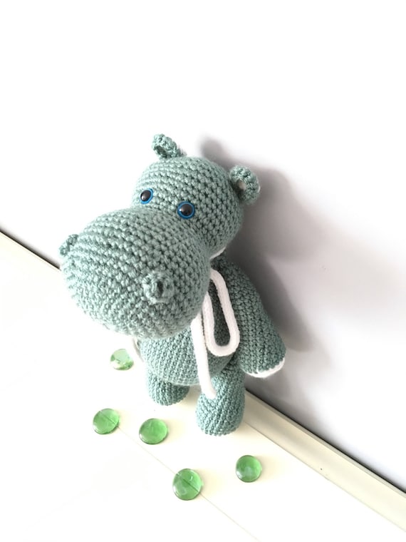 Crochet mint colored Hippopotamus Gift for kids Home decor Boys Girls Soft cute Hippo Baby shower gift Amigurumi Hippopotamus Handmade