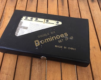 Vintage Retro Travel Dominoes Set Double Six with Instructions Carry Case