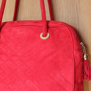 Escada bag / Italian Bag / Red Bag / Suede Bag/ Italian Escada Bag