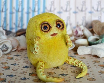 Yellow Tentacle art doll art toy handmade ooak Fantasy Creature