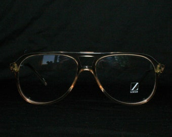 Lozza Aviator Eyeglasses Falcon 80's New Old Stock Transparent 1980's Glasses Italy Size 56-15-135 Gray Col 554 Medium Large Men's Women's