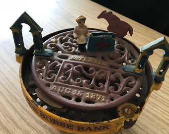 Vintage Cast Iron Race Horse Bank
