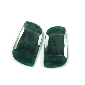 Green jade faceted gemstone 20x33mm