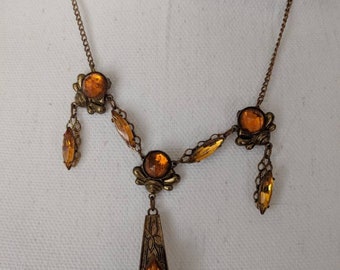 Victorian Topaz Drop Down Necklace