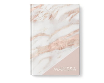 Marble Personalized Journal, Blush Pink Marble Pattern, Personalized Journals for Women, Gift jn0005