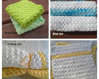 Set of 2 Handmade Crochet Dishcloths, Washcloths, Bathcloths