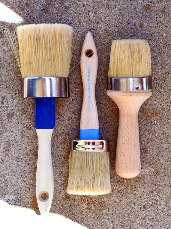 3 Natural Boar Hair Chalk Furniture Paint Brush Kit With 1