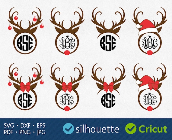 Download Christmas Reindeer Svg Antlers Monogram Svg Cricut Christmas