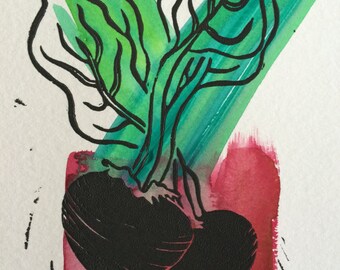 Beets - Linoleum Print (Colored)