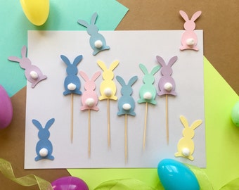 Bunny Cupcake Topper | Glitter Rabbit Topper | Easter Party Decorations | Holiday Decor | Easter Bunny Cupcake Toppers | Happy Easter Decor