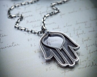 Open Hand sterling silver necklace