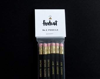 Black and Gold Pencils, Imprinted Pencils, Black Hex Pencils with Gold Type, Black and Gold Imprinted Pencils, Black Hex Pencils