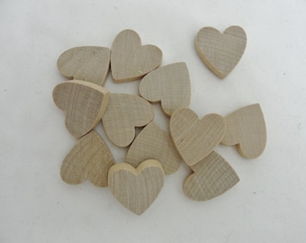 100 Wooden hearts 1 inch (1") wide, 1/4" thick unfinished wood hearts diy