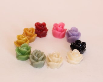 24 TEENY ROSE Cabochons - 8mm - CHOOSE your Colors