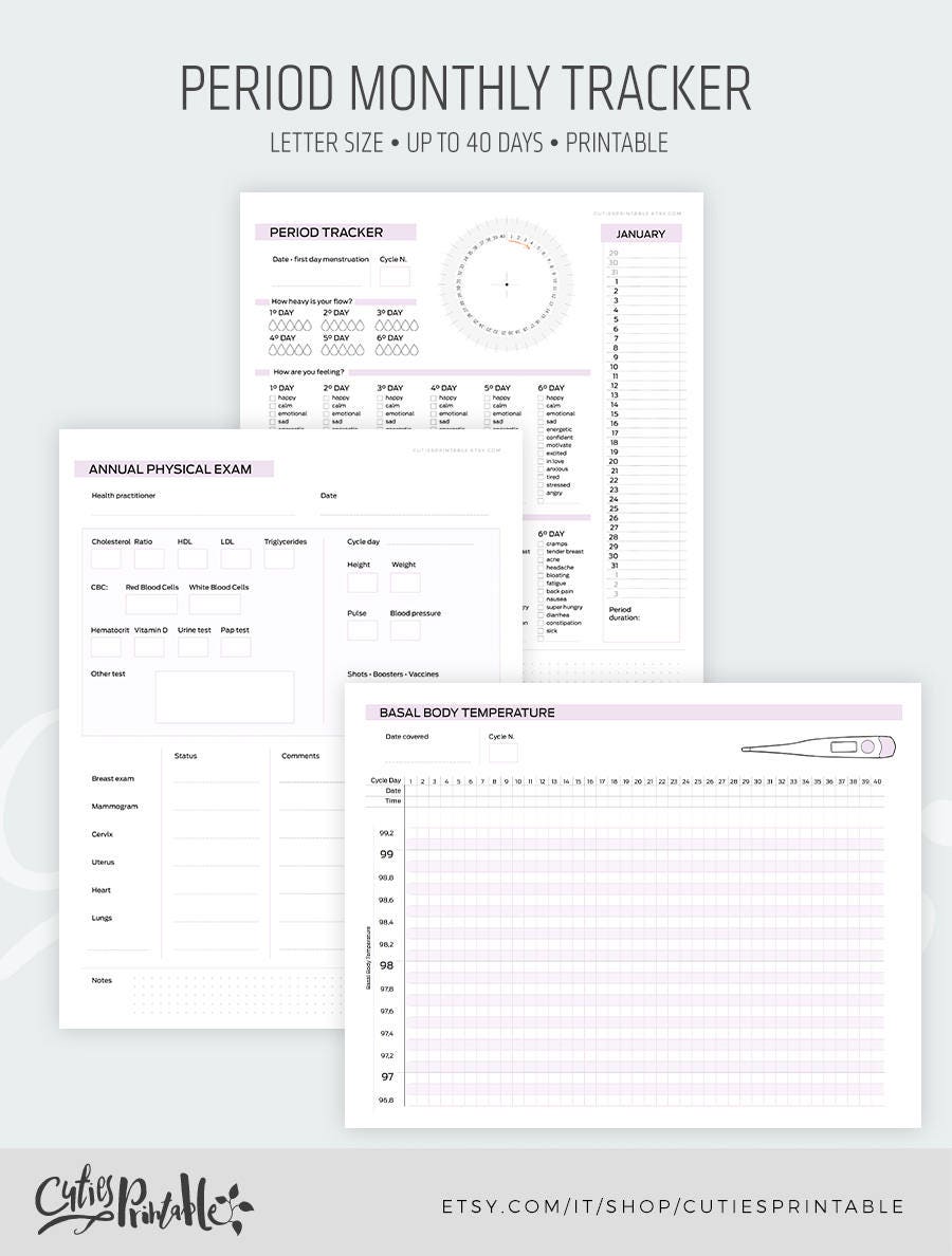 Period Tracker Month By Month Perpetual Basal Body